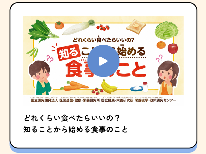 動画でまなぶ- 食まなびサイト -NIBN国立健康・栄養研究所 栄養疫学研究室